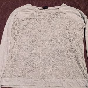 Gray long sleeve floral lace top
